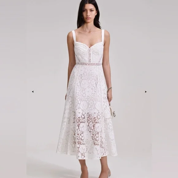 Self Portrait Lace Cord Midi Dress
